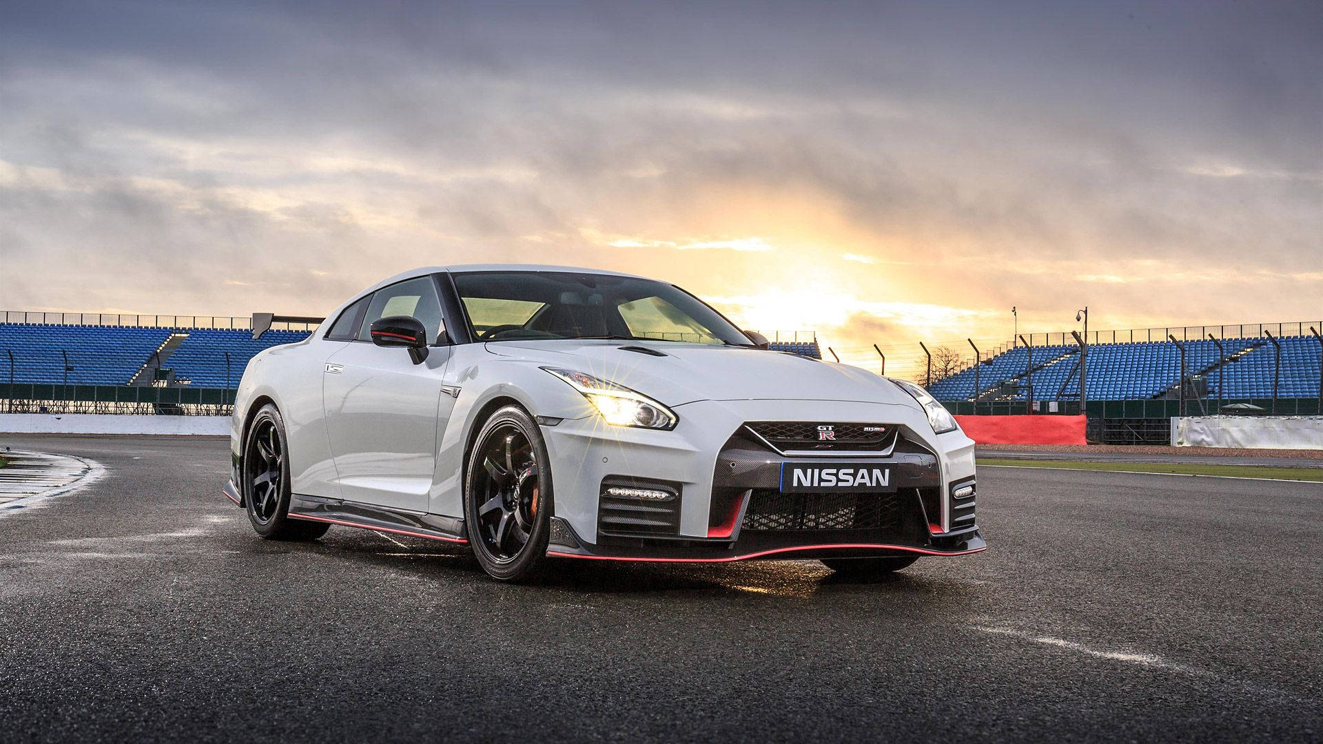 Nissan GT-R, white, red accents, Full HD Desktop Wallpaper