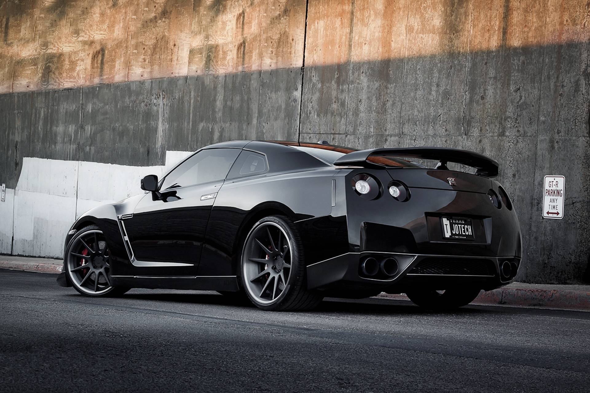 glossy black, Nissan GT-R, sports car, Full HD Desktop Wallpaper