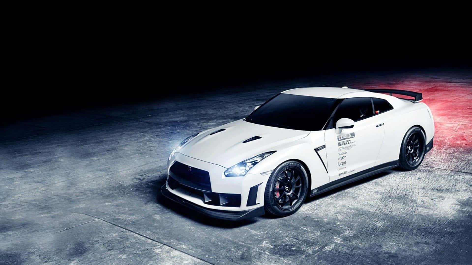 Nissan GT-R, white, black accents, Full HD Desktop Wallpaper