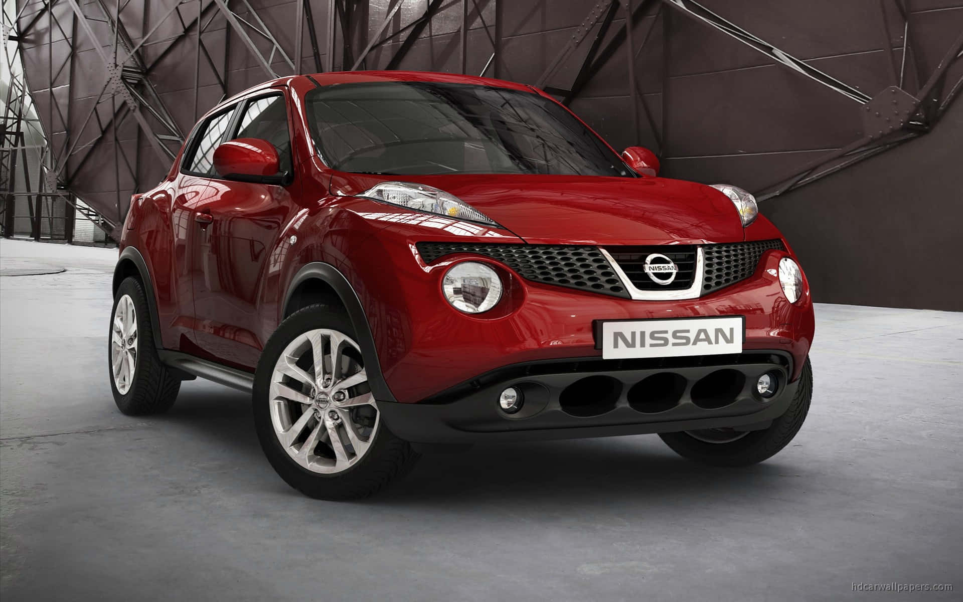Nissan Juke, glossy red, modern industrial studio, Full HD Desktop Wallpaper