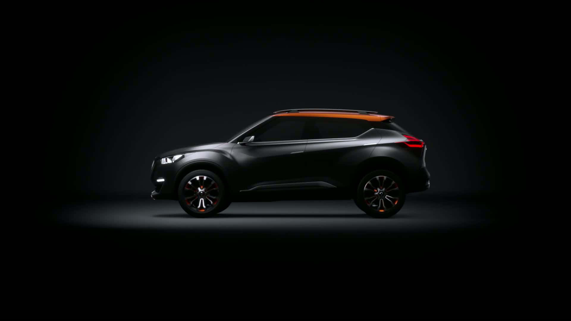 Nissan Kicks, sleek black SUV, orange roof, Full HD Desktop Wallpaper