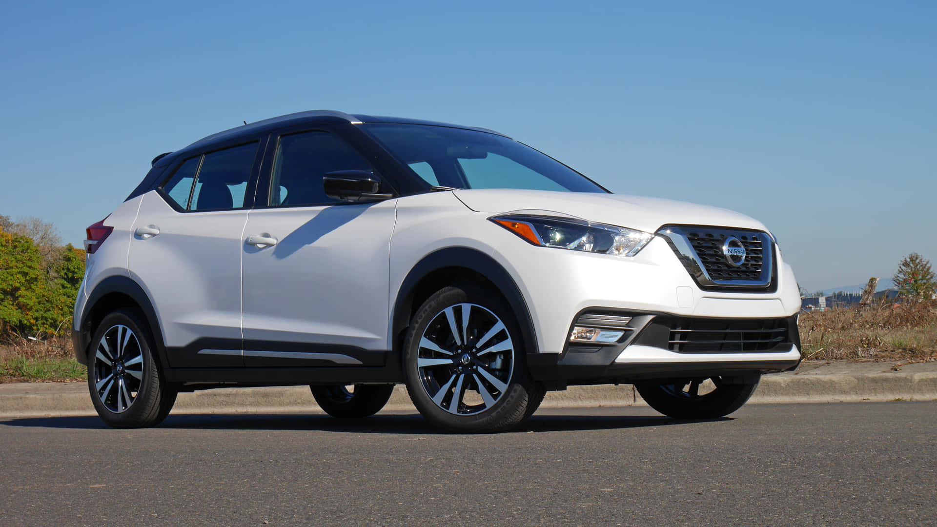 Nissan Kicks, white, asphalt, Full HD Desktop Wallpaper