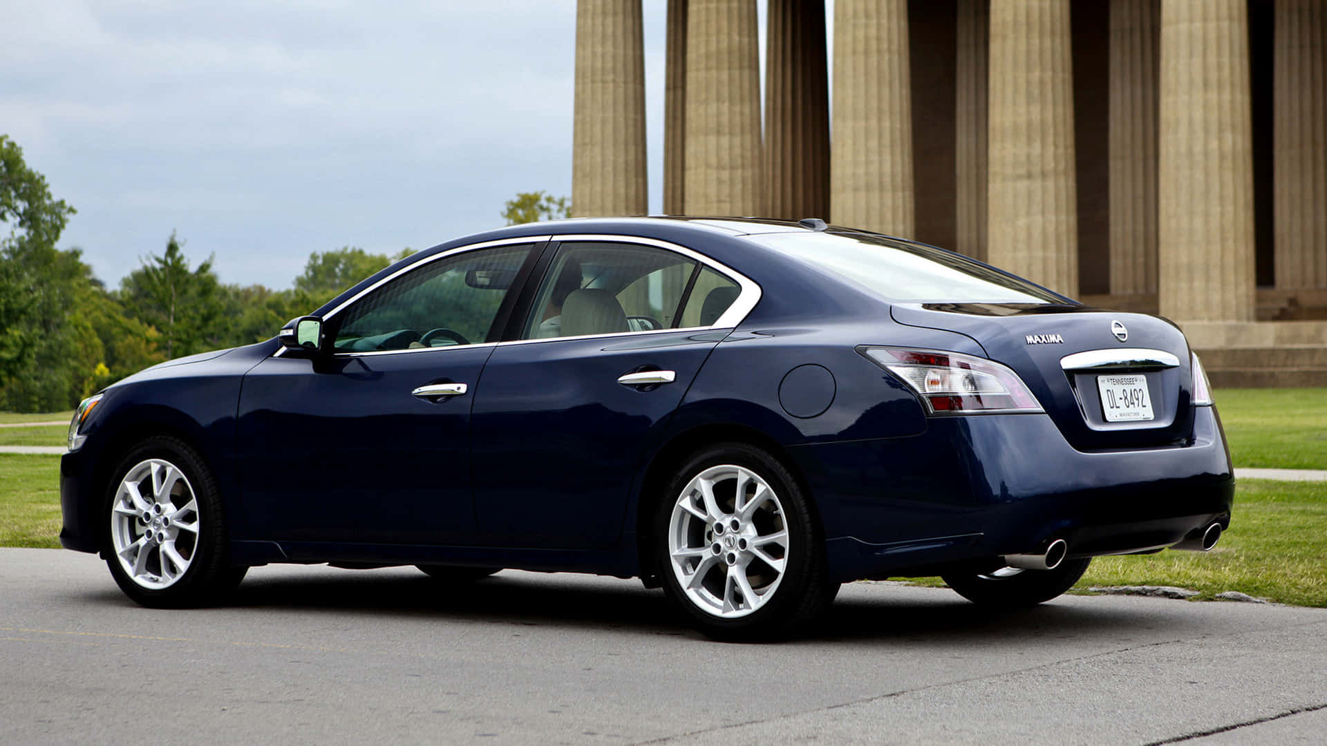 Nissan Maxima, dark blue, sedan, Full HD Desktop Wallpaper