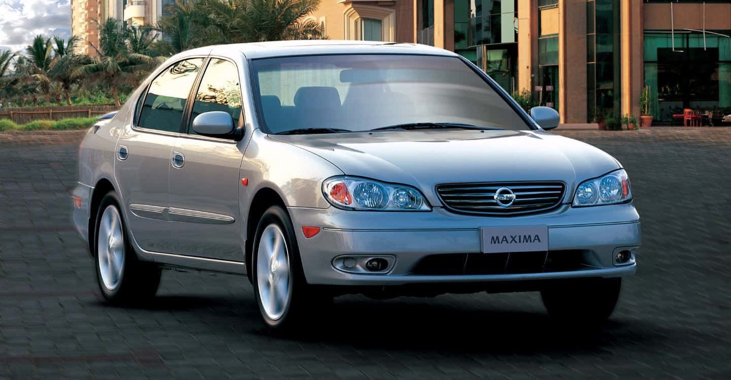 Nissan Maxima, silver, paved driveway, HD Desktop Wallpaper