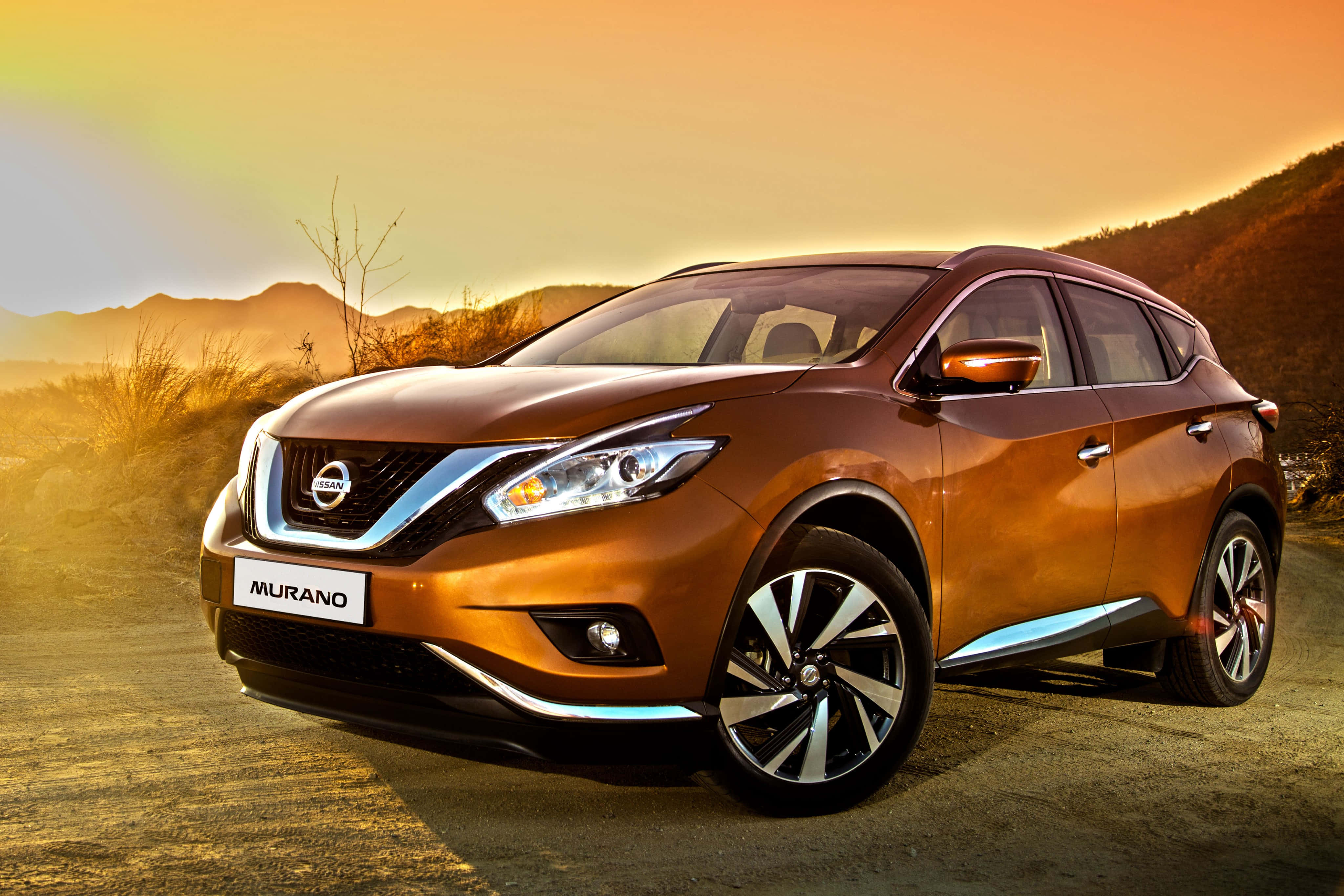 Nissan Murano, bronze, sunset, 4K Desktop Wallpaper
