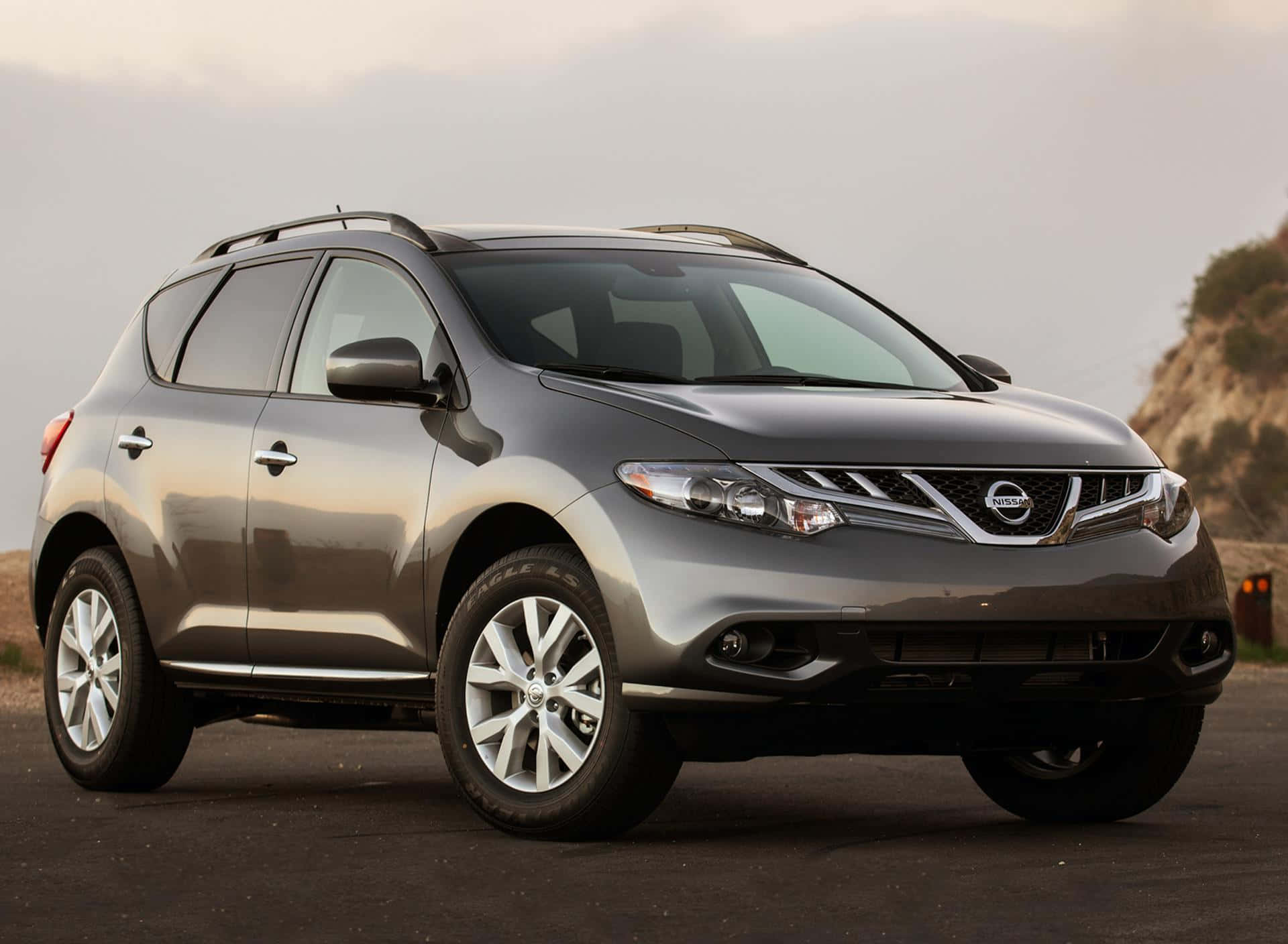 Nissan Murano, silver, asphalt, Full HD Desktop Wallpaper