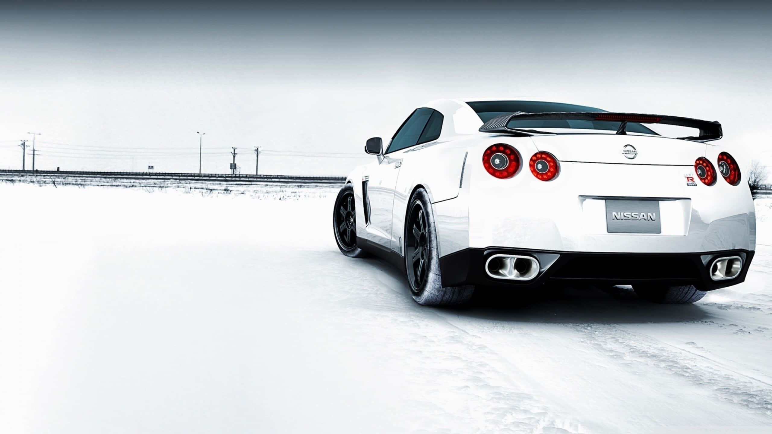Nissan R35 Gtr, white, red taillights, 2K Desktop Wallpaper