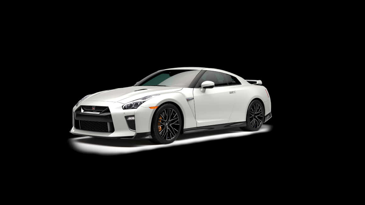 Nissan R35 Gtr, white, sideways position, SD Desktop Wallpaper