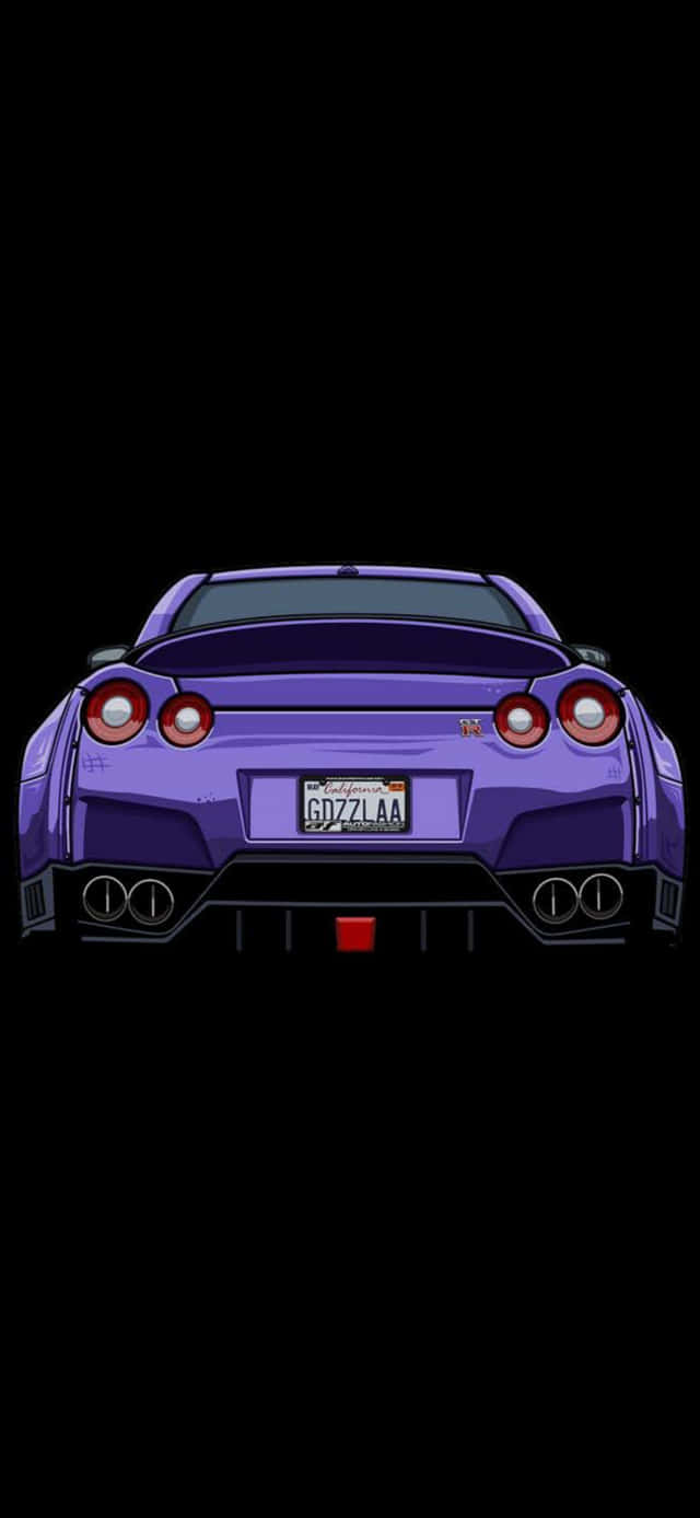 Nissan R35 Gtr, violet, glowing red taillights, HD Phone Wallpaper