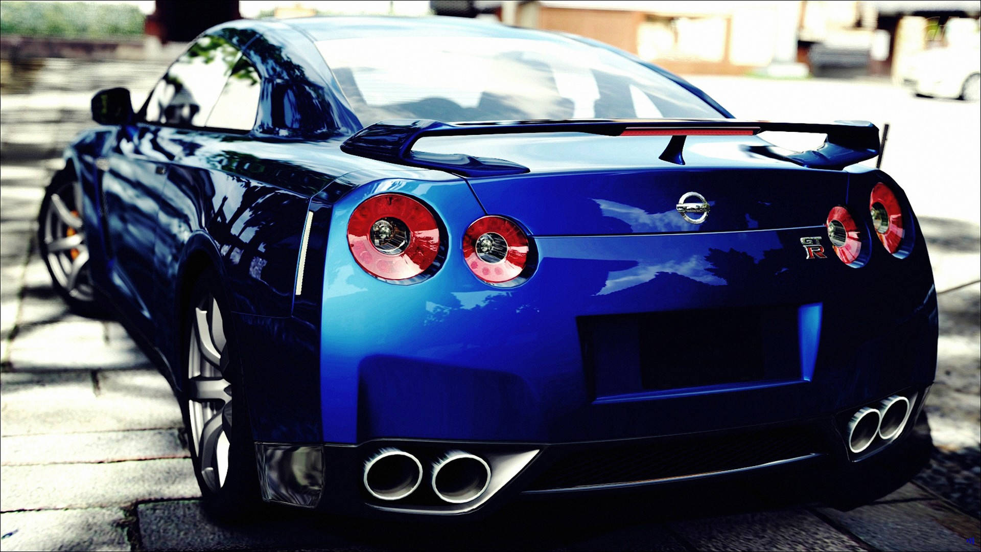 Nissan Skyline GTR R35, shiny blue, glossy blue, Full HD Desktop Wallpaper