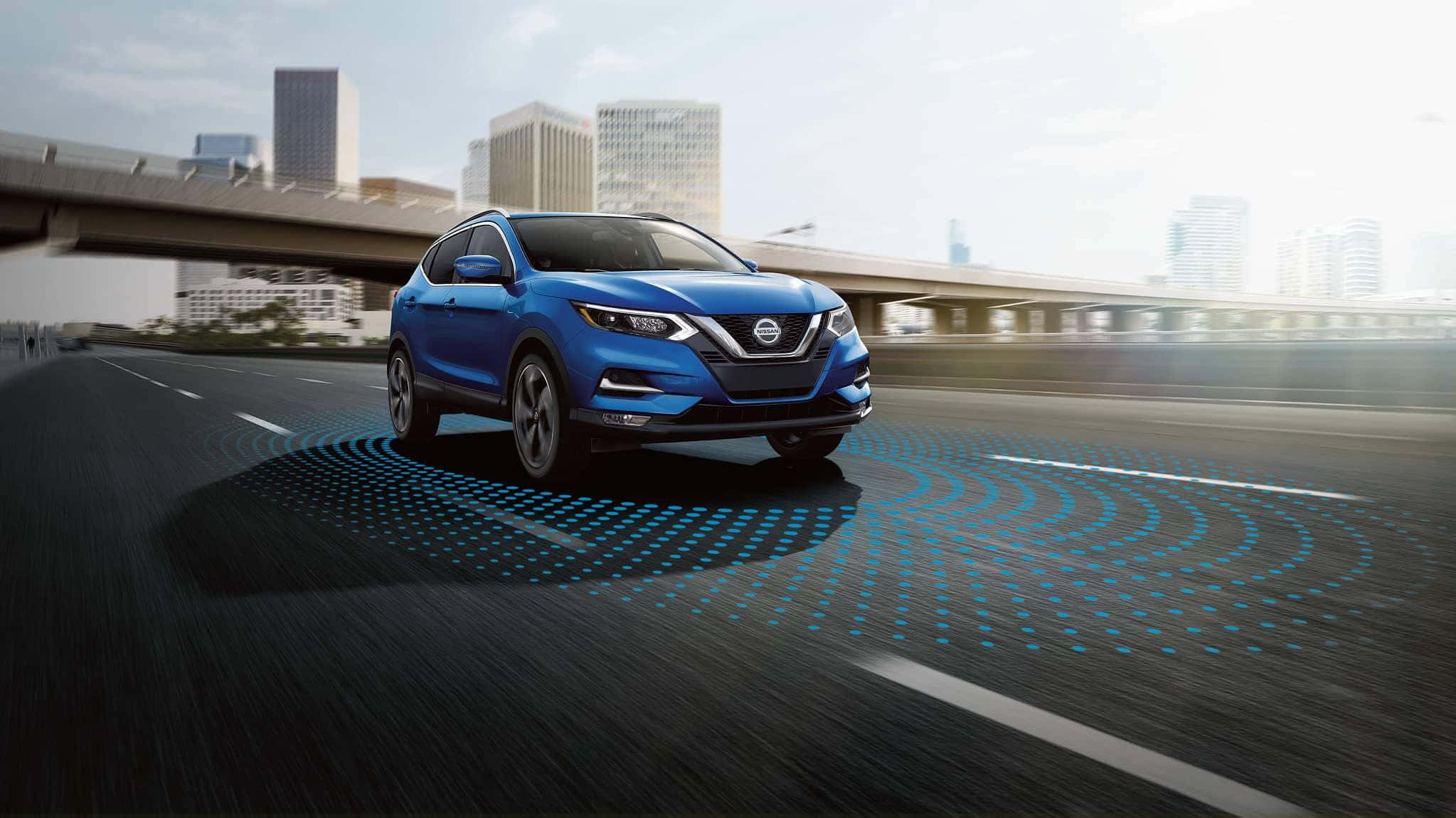 Nissan Rogue, vibrant blue, city highway, Full HD Desktop Wallpaper