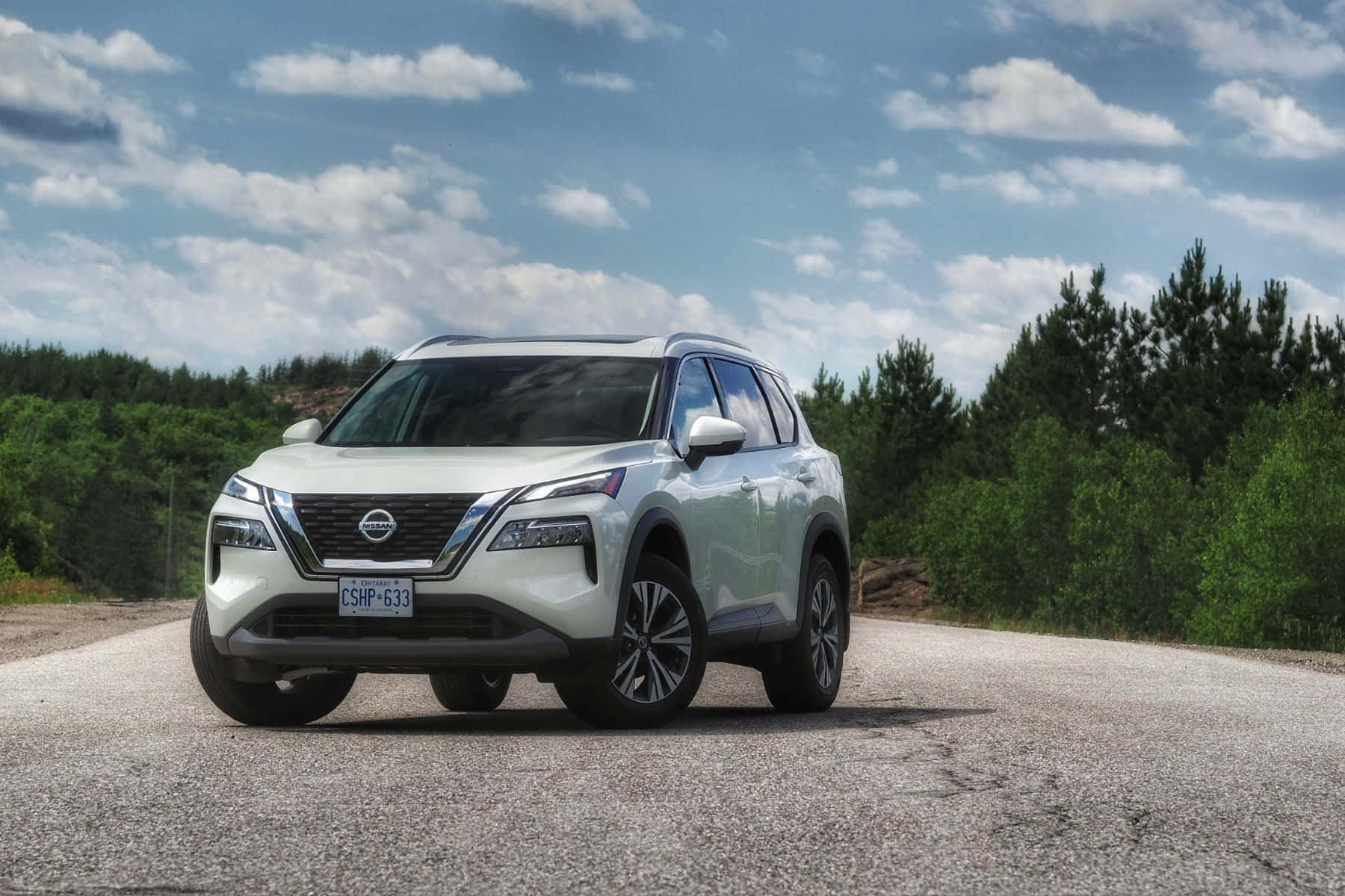 Nissan Rogue, white, gravel road, HD Desktop Wallpaper