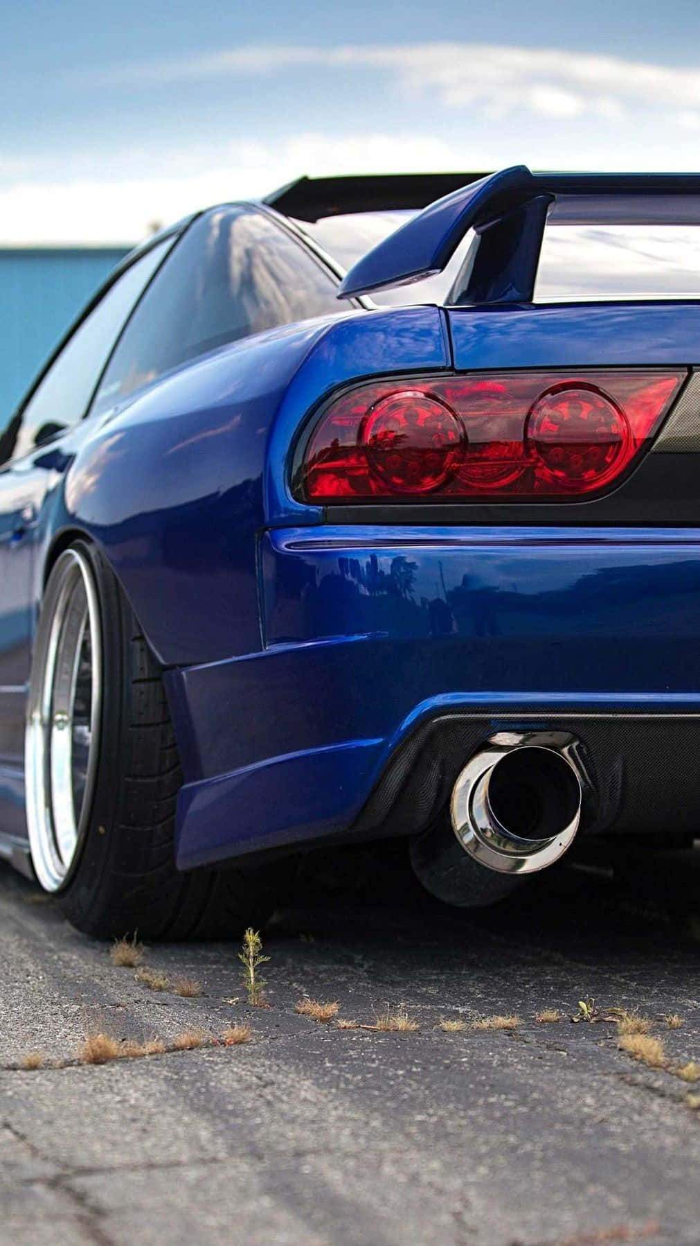 Nissan Silvia S13, glossy blue, rear spoiler, HD Phone Wallpaper