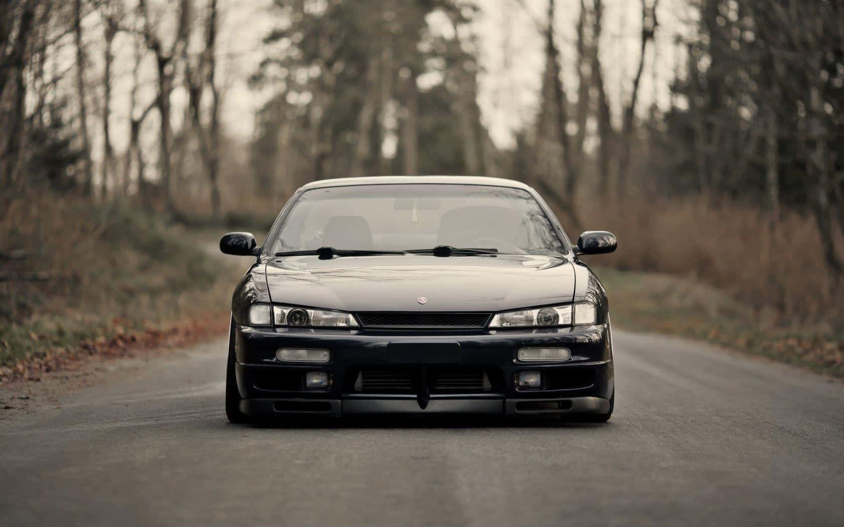 Nissan Silvia S13, black, forest road, HD Desktop Wallpaper