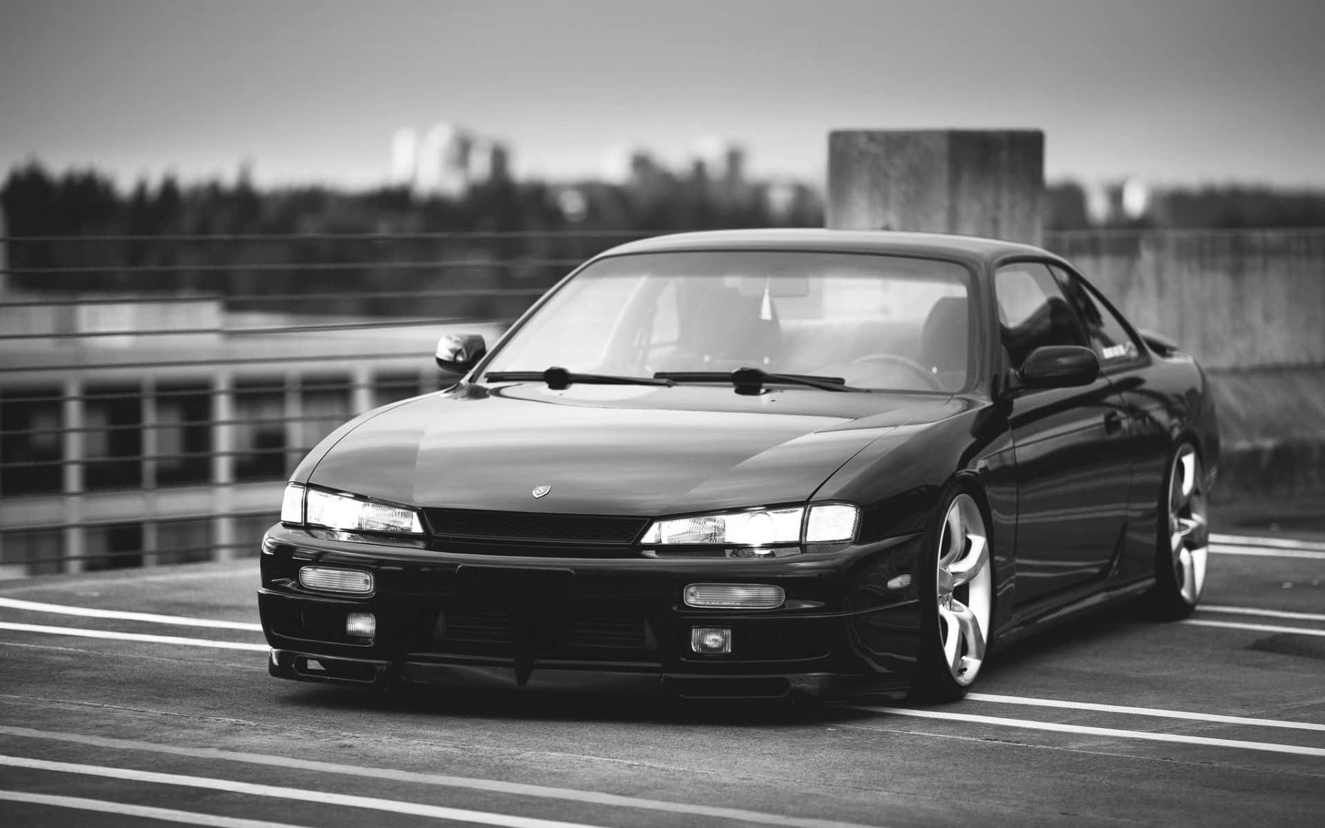Nissan Silvia S13, black, custom wheels, Full HD Desktop Wallpaper