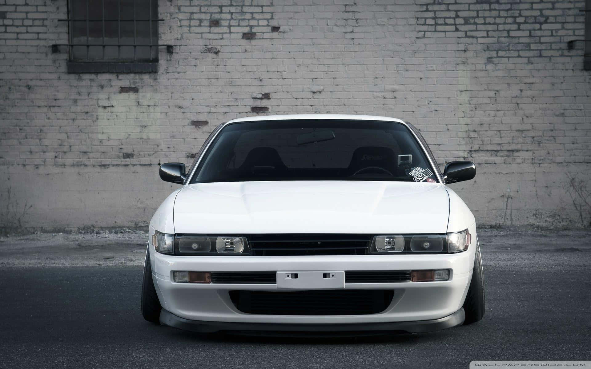 Nissan Silvia S13, white, lowered stance, Full HD Desktop Wallpaper