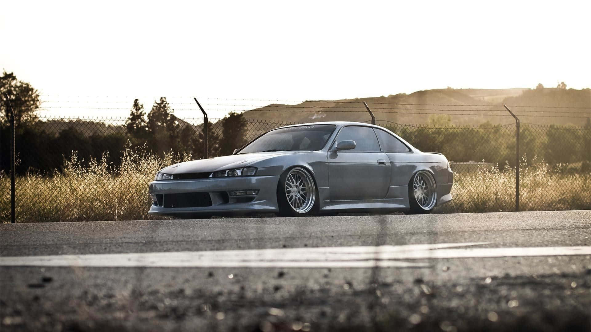Nissan Silvia S13, silver, asphalt road, Full HD Desktop Wallpaper