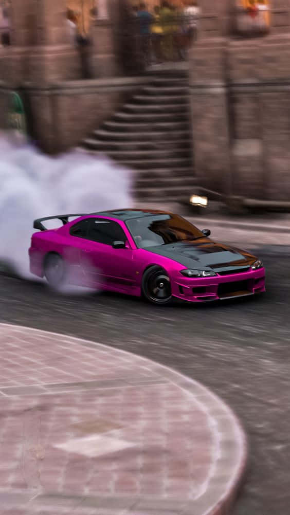 Nissan Silvia S13, pink, drifts, SD Phone Wallpaper