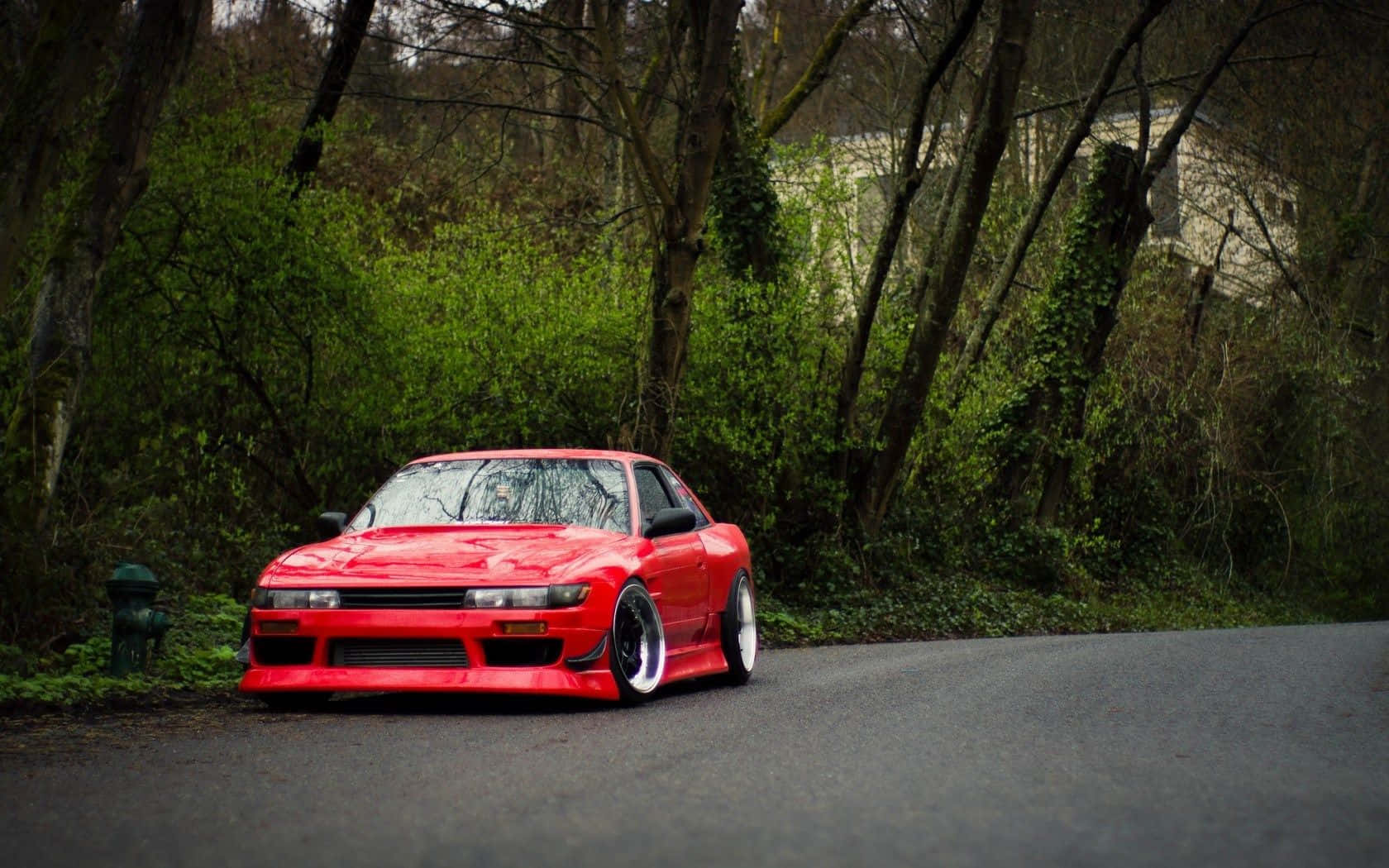 Nissan Silvia S13, twilight, winding forest road, HD Desktop Wallpaper