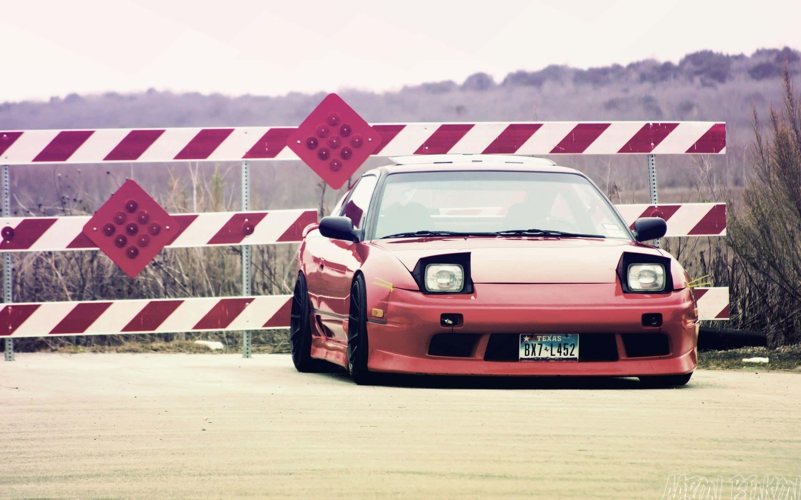 Nissan Silvia S13, red sports car, lowered suspension, 2K Desktop Wallpaper