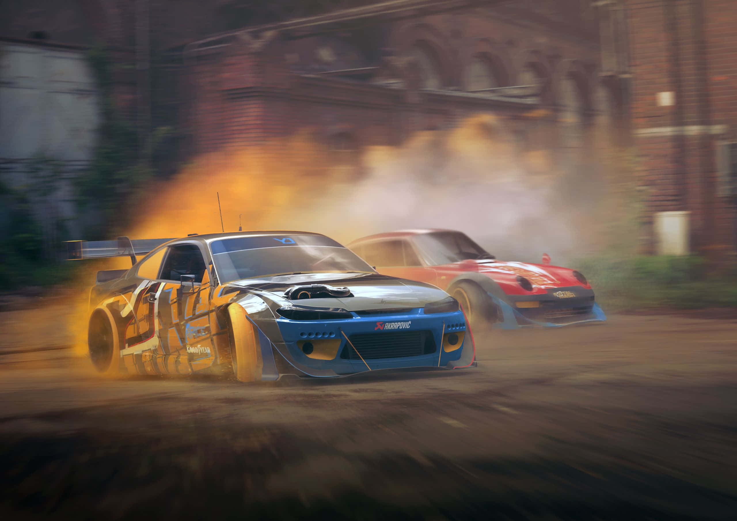 Nissan Silvia S15, drift racing cars, dusty urban street, 2K Desktop Wallpaper