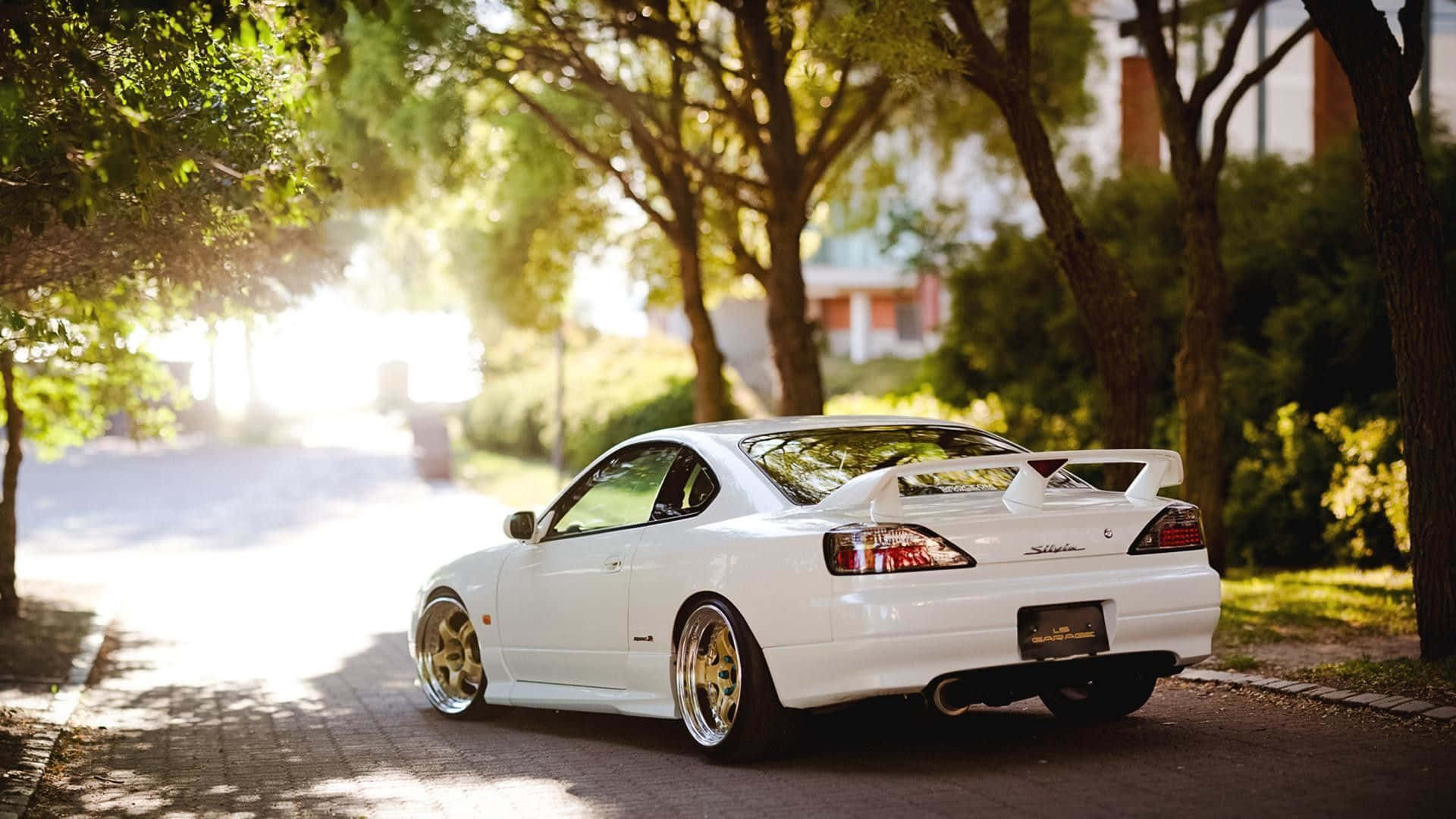Nissan Silvia S15, white, gold rims, Full HD Desktop Wallpaper