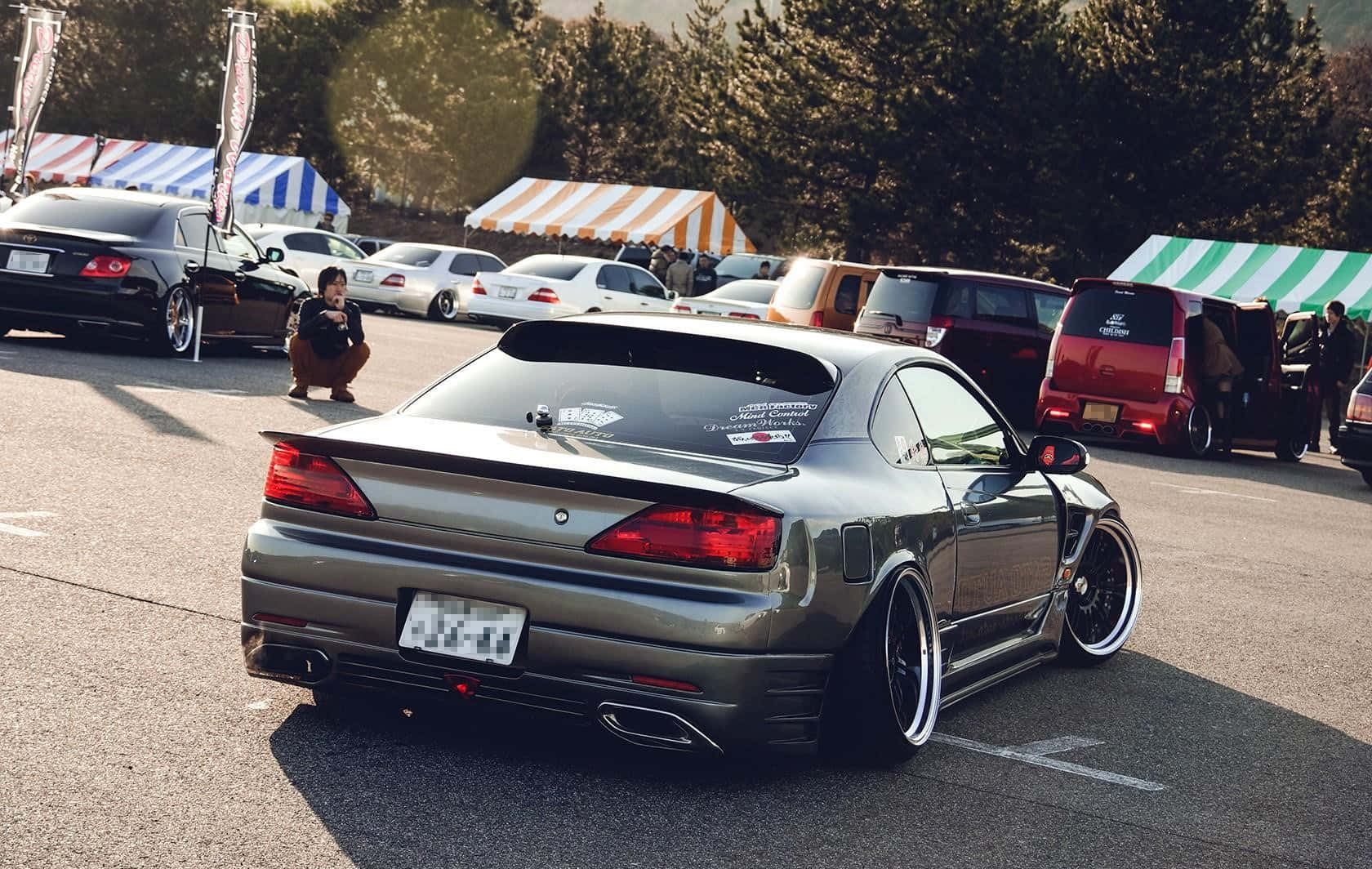 Nissan Silvia S15, sleek silver sports car, custom wheels, HD Desktop Wallpaper