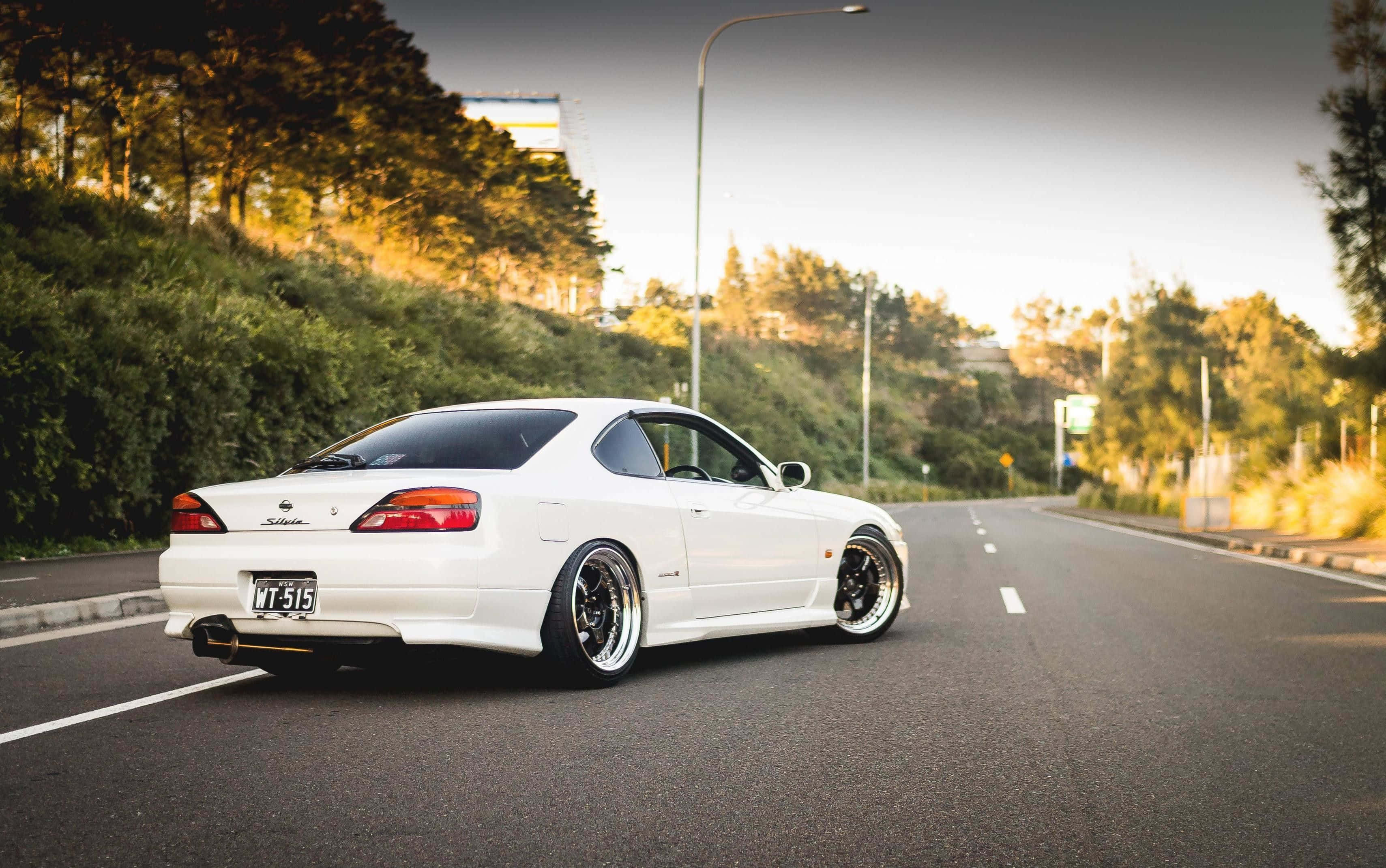 Nissan Silvia S15, white, custom wheels, 2K Desktop Wallpaper