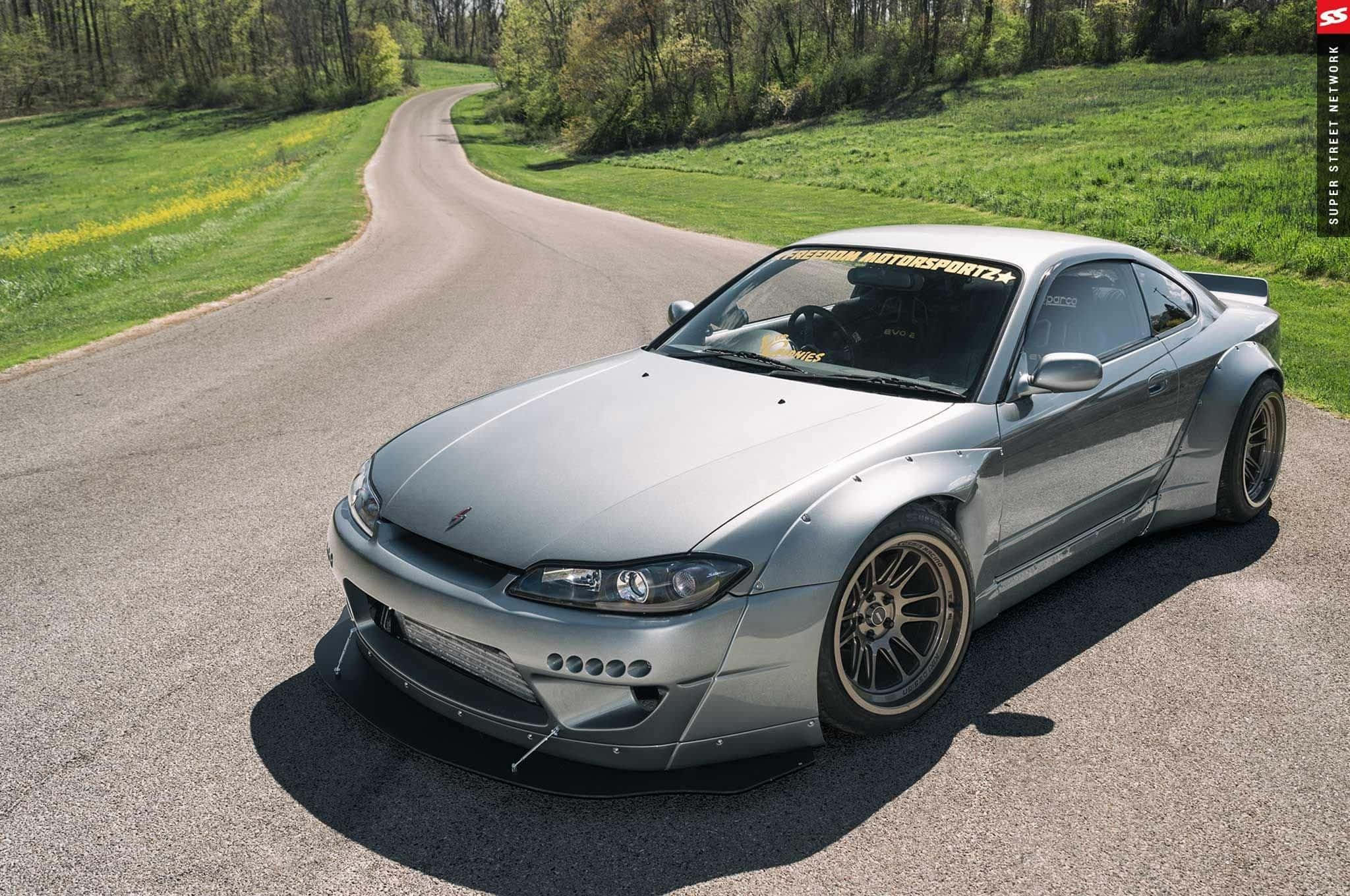 Nissan Silvia S15, silver, wide body kit, Full HD Desktop Wallpaper