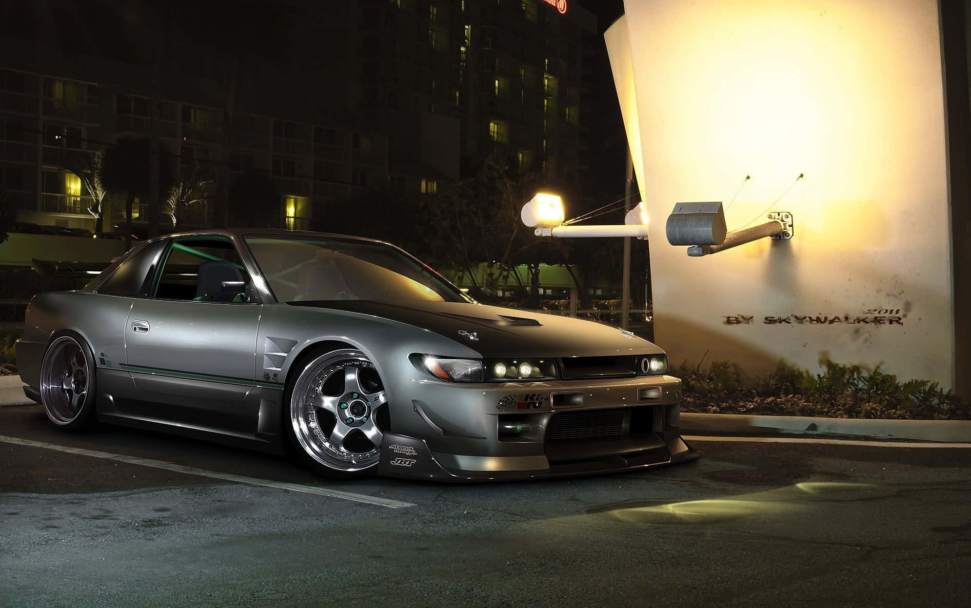 Nissan Silvia S15, silver, night, HD Desktop Wallpaper
