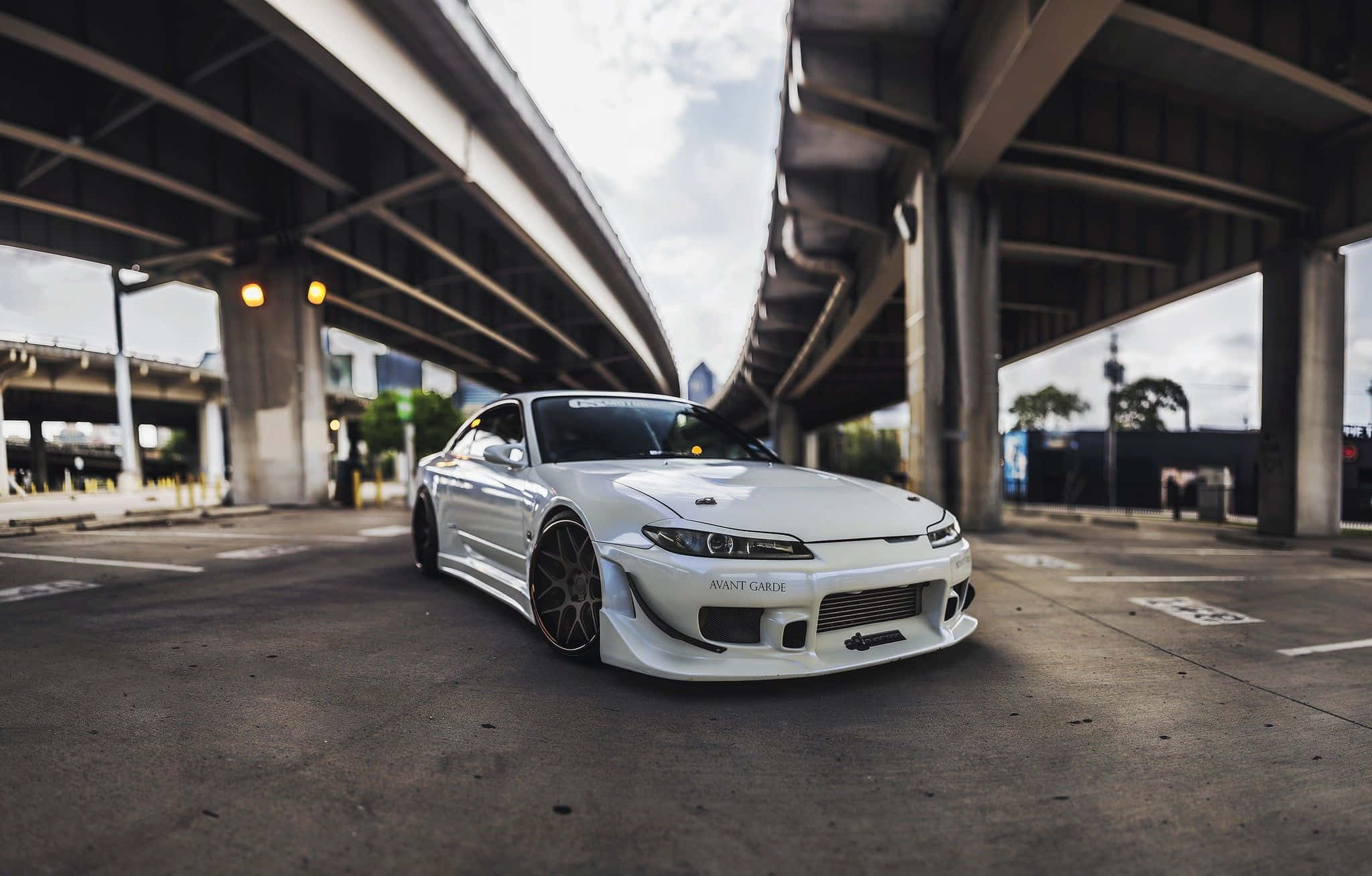 Nissan Silvia S15, white, custom wheels, Full HD Desktop Wallpaper