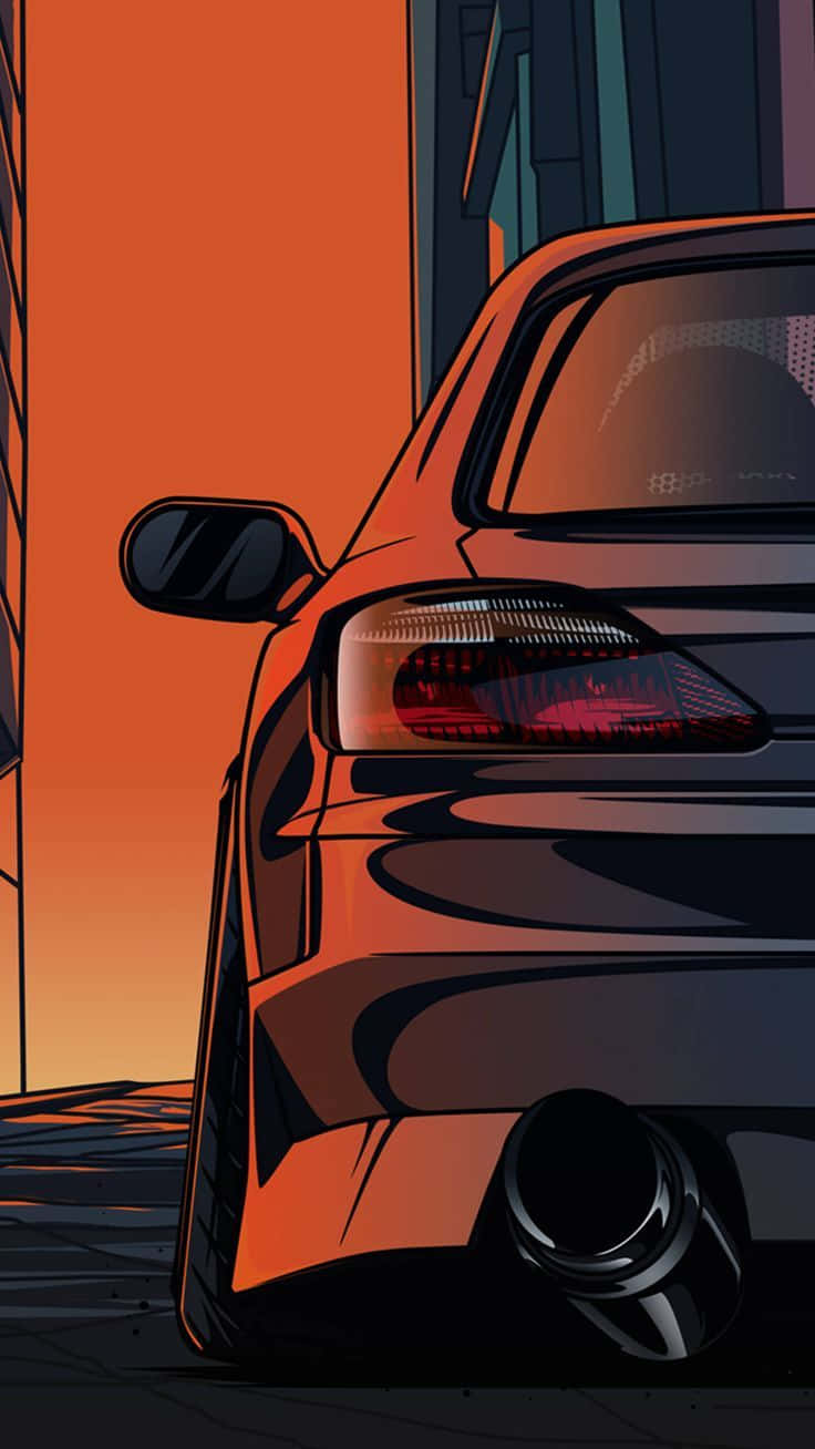 Nissan Silvia S15, black, fiery orange sunset, HD Phone Wallpaper