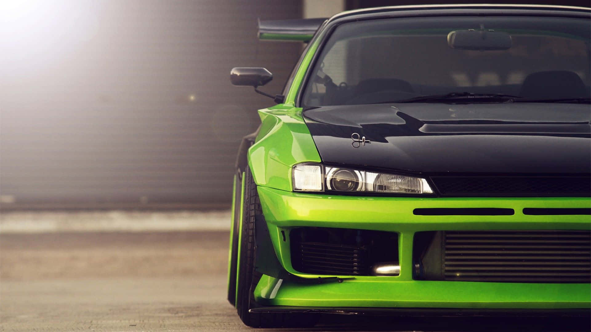 Nissan Silvia S15, lime green, black, Full HD Desktop Wallpaper