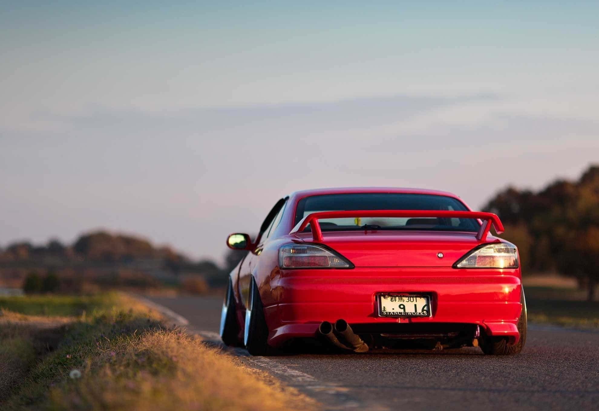 Nissan Silvia S15, red, rear wing, Full HD Desktop Wallpaper
