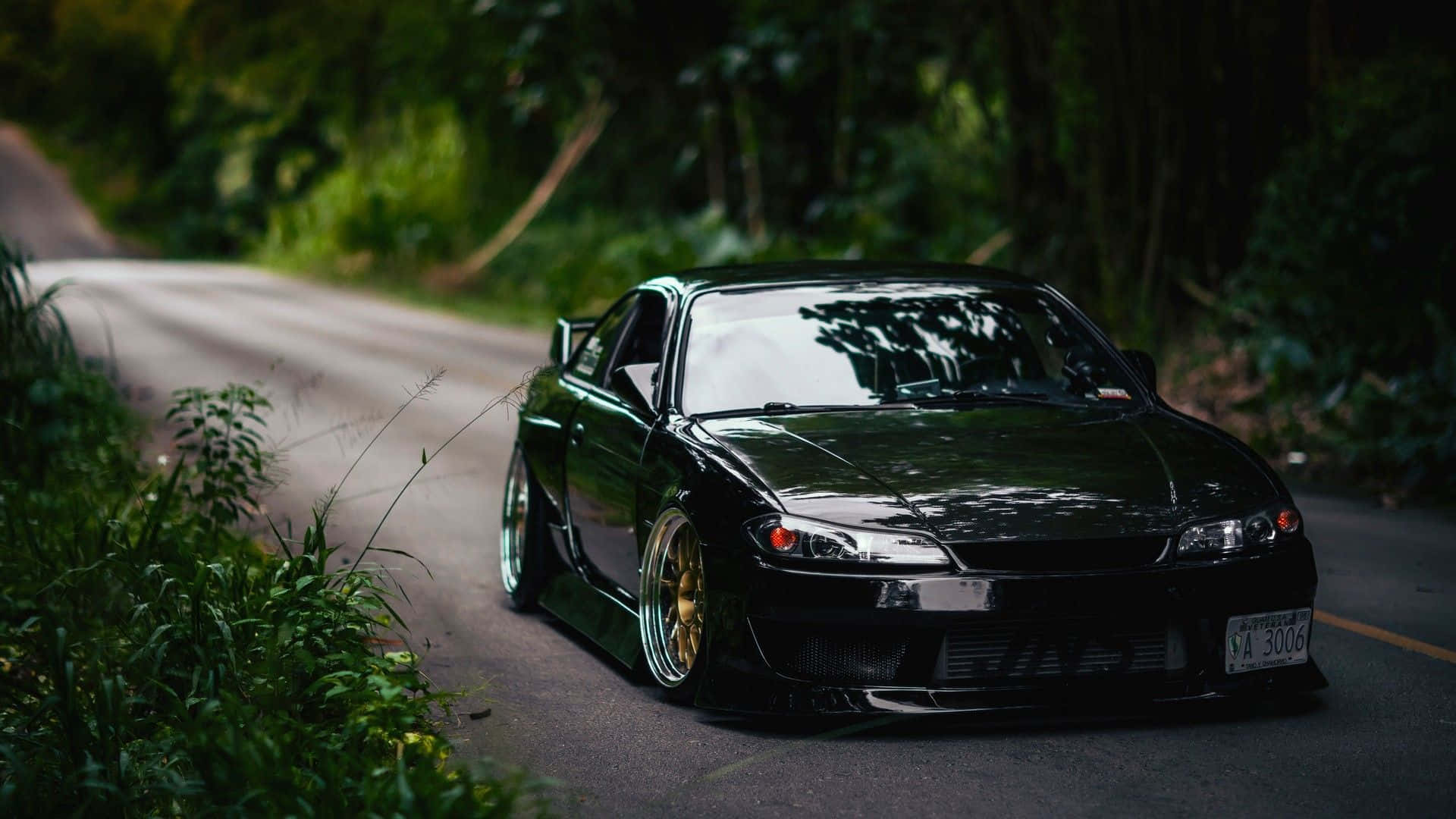 Nissan Silvia S15, black, gold rims, Full HD Desktop Wallpaper
