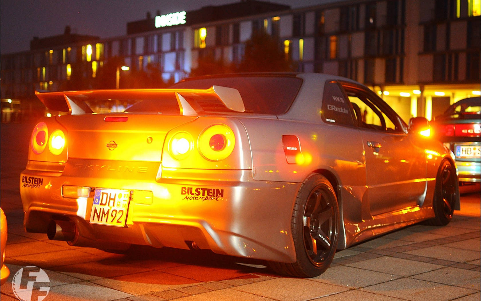 Nissan Skyline GTR R34, silver, orange taillights, HD Desktop Wallpaper