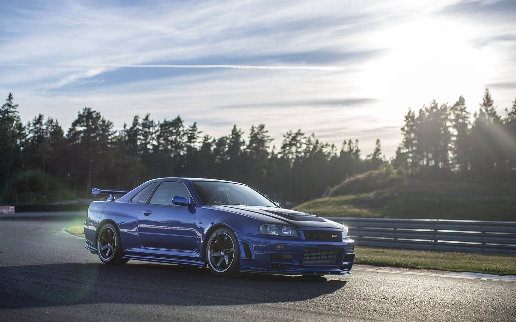 Nissan Skyline GTR R34, dark blue, winding racetrack, HD Desktop Wallpaper