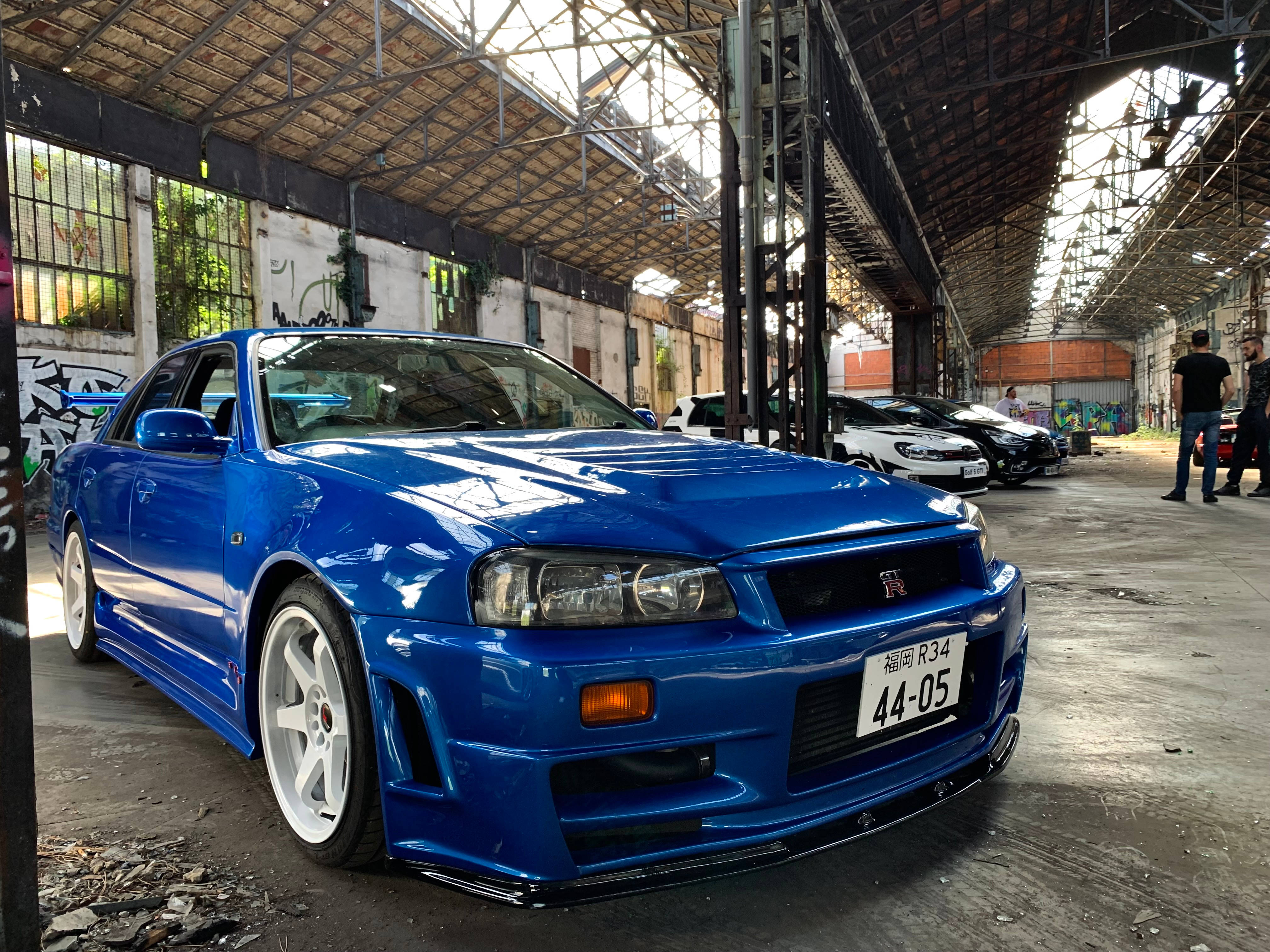 Nissan Skyline GTR R34, shiny blue, natural light, 4K Desktop Wallpaper