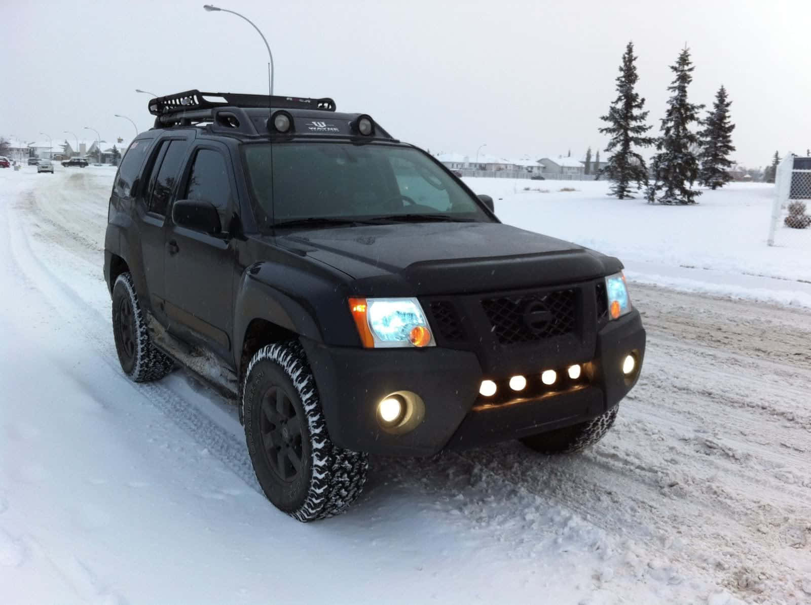 Nissan Xterra, black, snow tires, HD Desktop Wallpaper