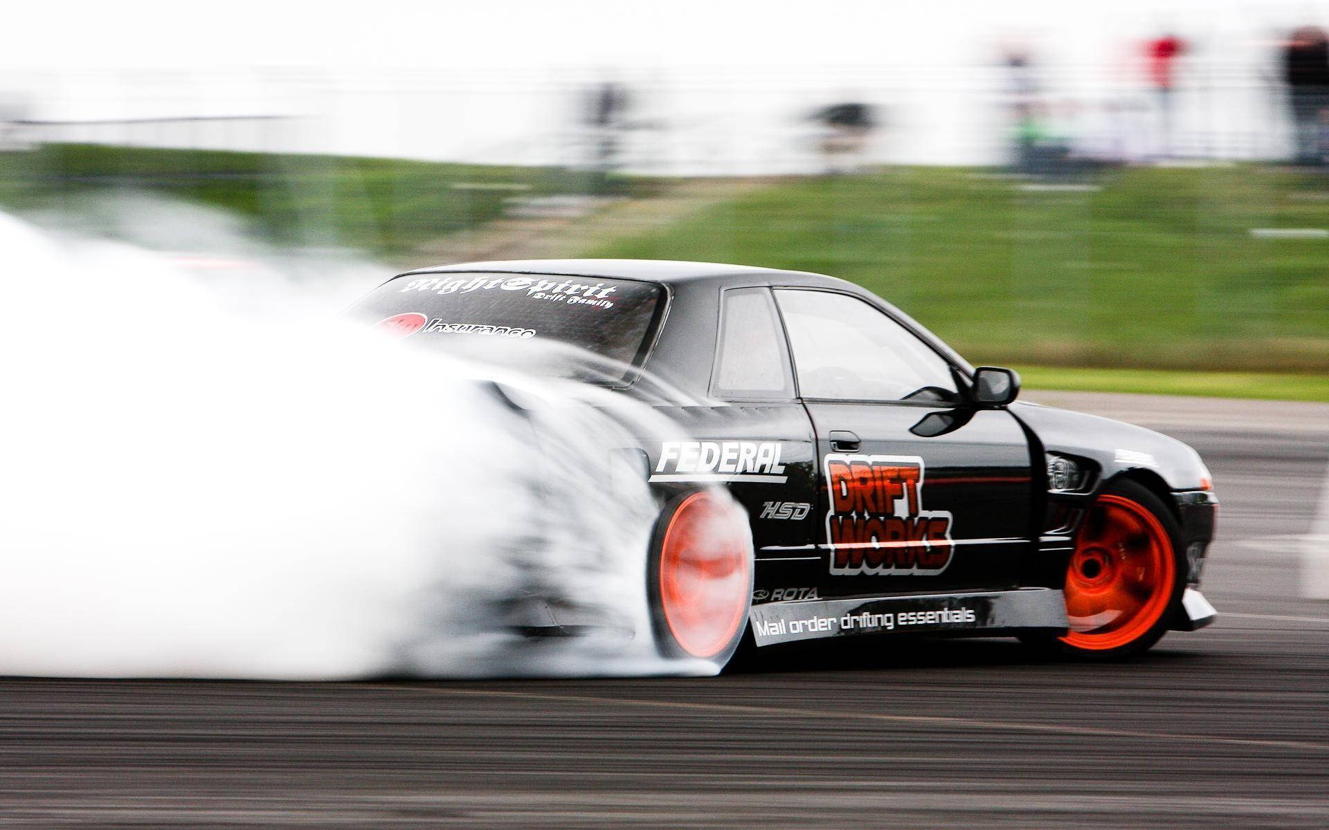 Nissan Skyline, drift car, black, Full HD Desktop Wallpaper