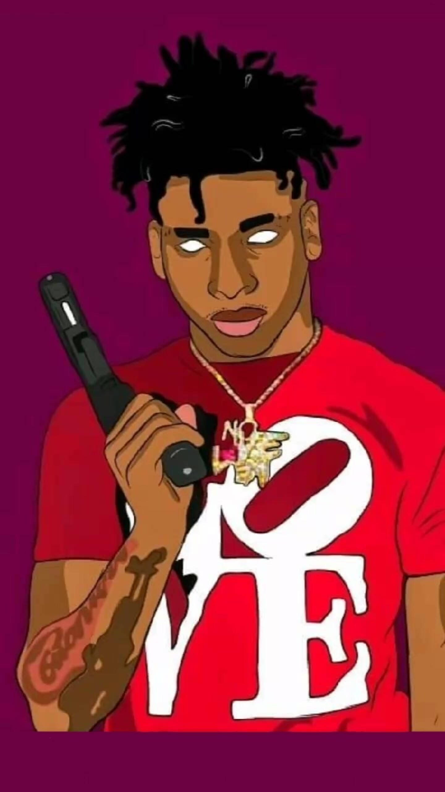 NLE Choppa, dreadlocks, microphone, 2K Phone Wallpaper