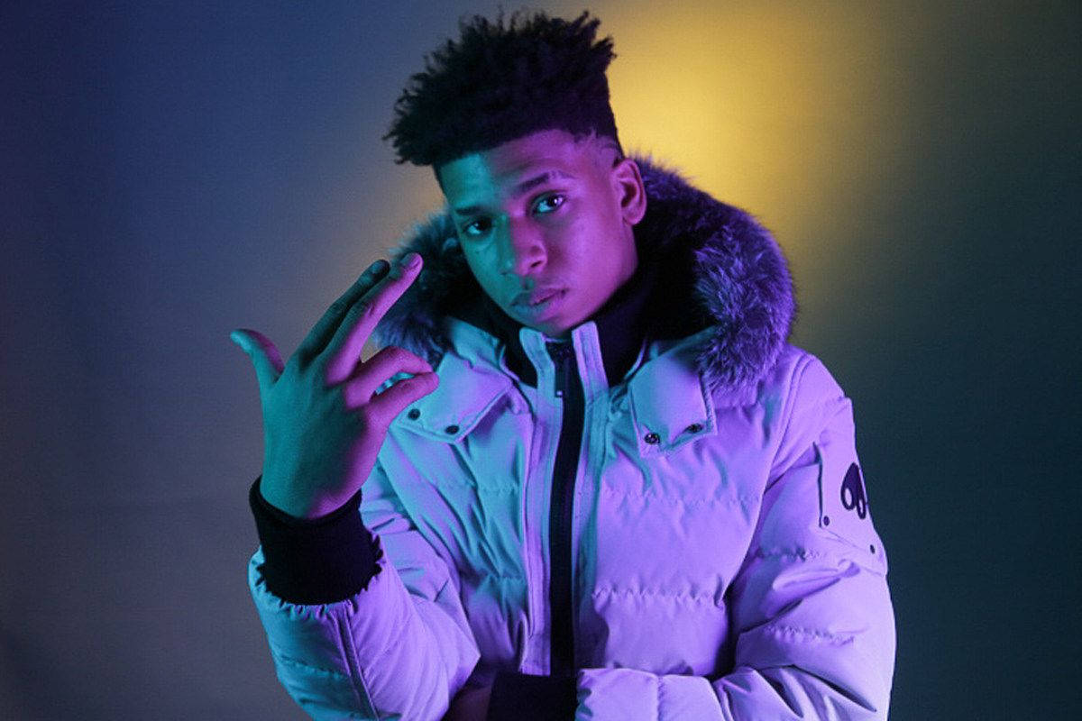 Nle Choppa, purple aesthetic, puffy jacket, SD Desktop Wallpaper