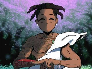 Nle Choppa, cartoon, yoga pose, SD Desktop Wallpaper