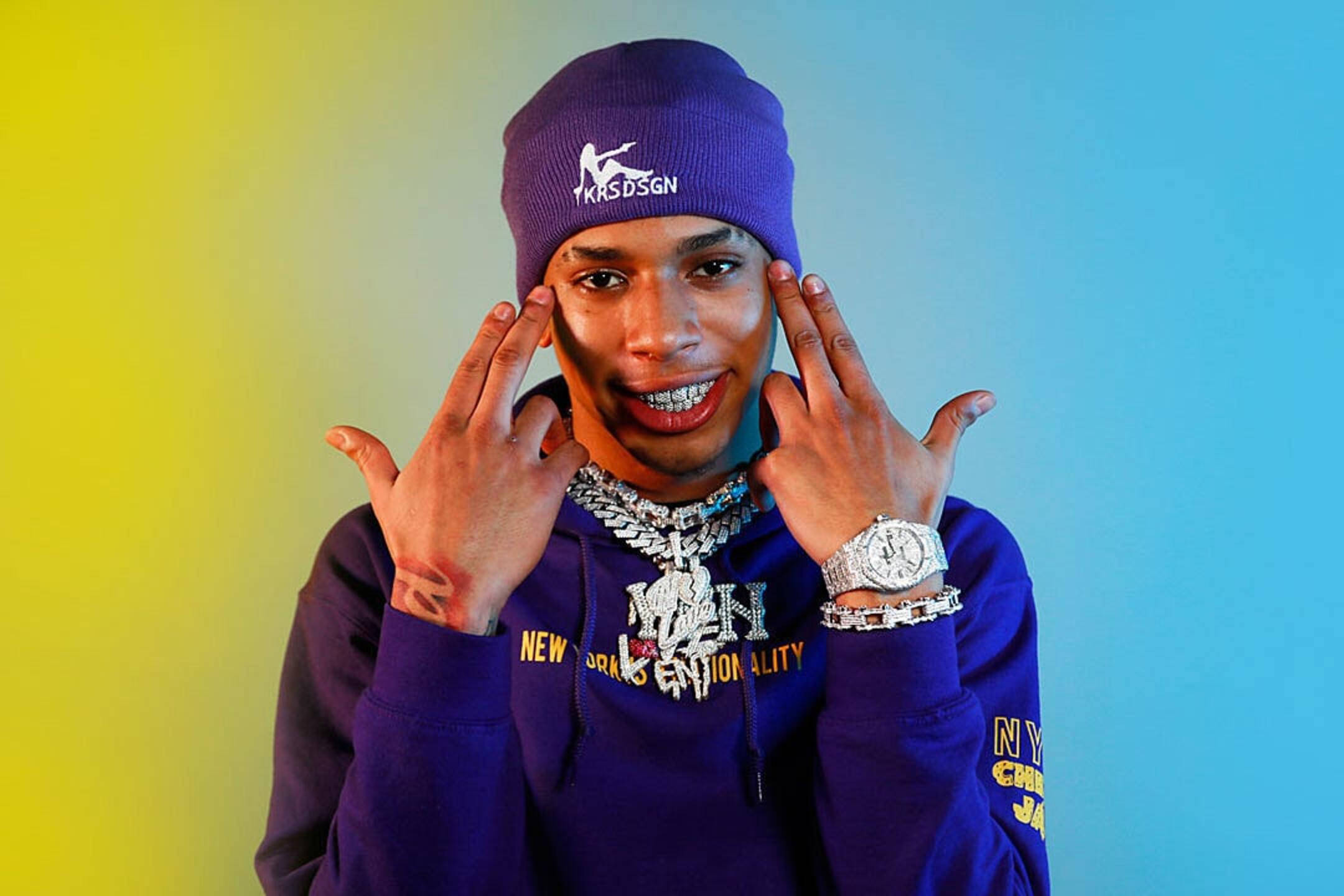 Nle Choppa, purple beanie, hoodie, Full HD Desktop Wallpaper