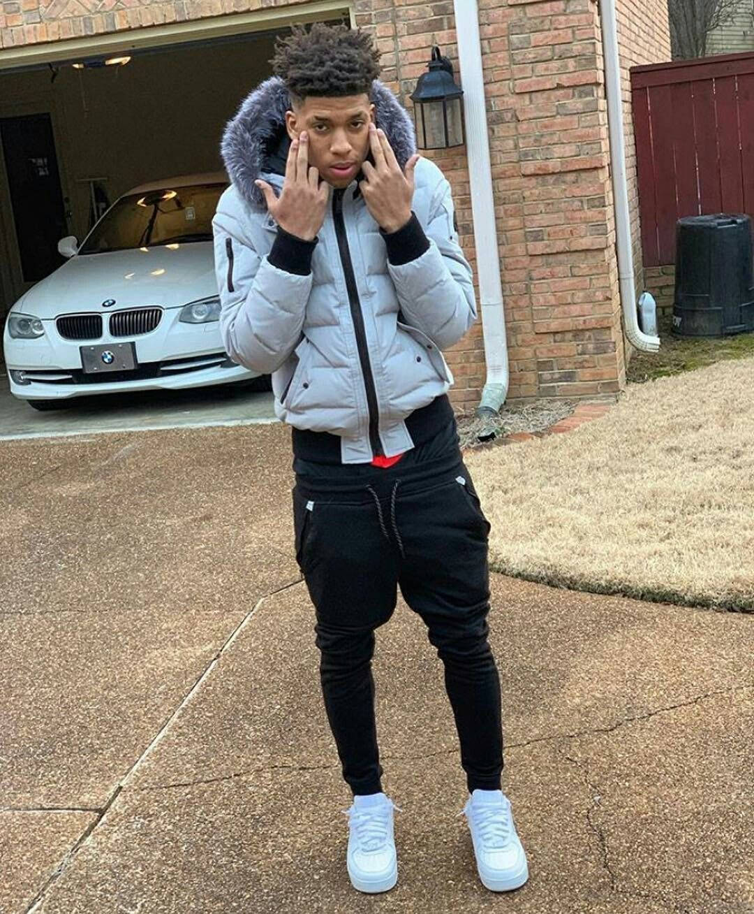 Nle Choppa, grey puffer jacket, black joggers, HD Phone Wallpaper