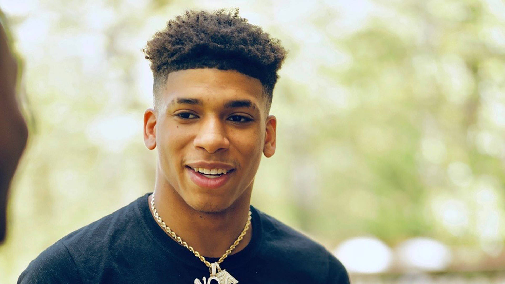 NLE Choppa, curly hair, black shirt, Full HD Desktop Wallpaper