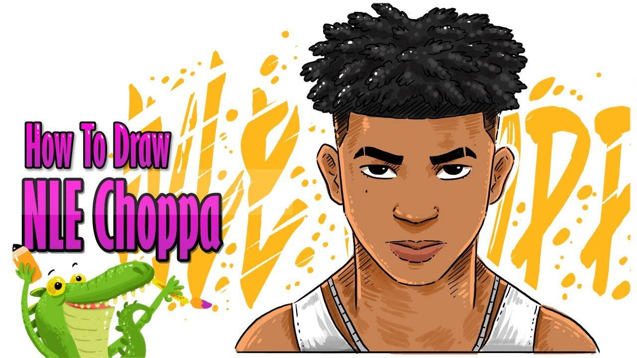 Nle Choppa, cartoon alligator, afro hair, HD Desktop Wallpaper