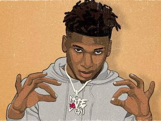 Nle Choppa, dreadlocks, grey hoodie, SD Desktop Wallpaper