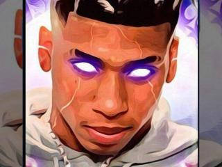 Nle Choppa, purple eyes, glowing purple eyes, SD Desktop Wallpaper