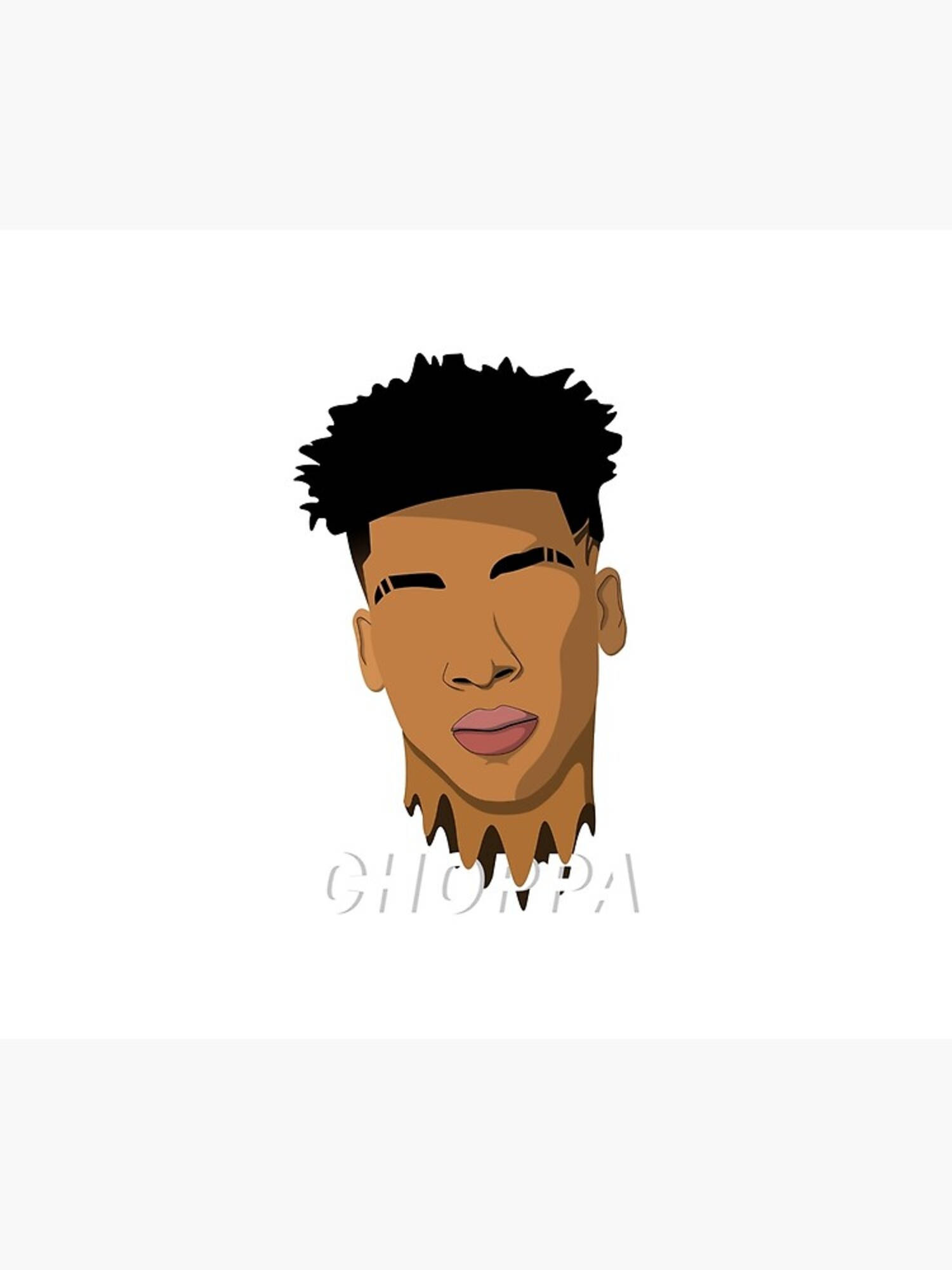 Nle Choppa, cartoon face, spiky black hair, Full HD Phone Wallpaper